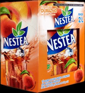 Presentación empaque de té negro sabor a durazno Nestea