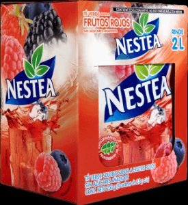 Presentación empaque de té verde sabor a frutos rojos Nestea